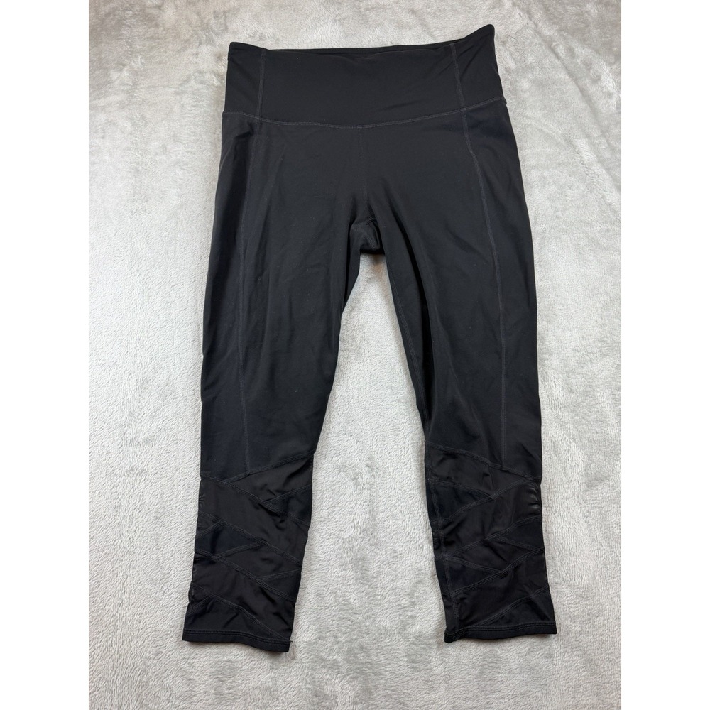 Athleta Womens Leggings Black Size Medium Crop Calf Panels Yoga Stretch
